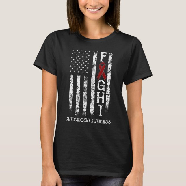 Amyloidose Warrior US-Flagge T-Shirt (Vorderseite)