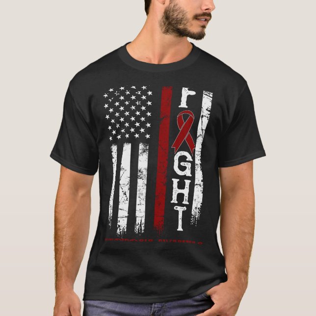 Amyloidose Warrior US-Flagge T-Shirt (Vorderseite)