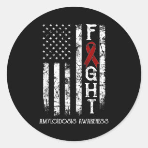 Amyloidosis Krieger US-Flagge Runder Aufkleber