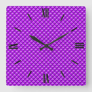Amythyst purple, enamel look, studded grid quadratische wanduhr