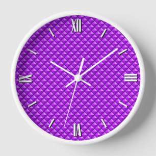 Amythythyst lila, Emaille-Look, Gestrickgitter Wanduhr
