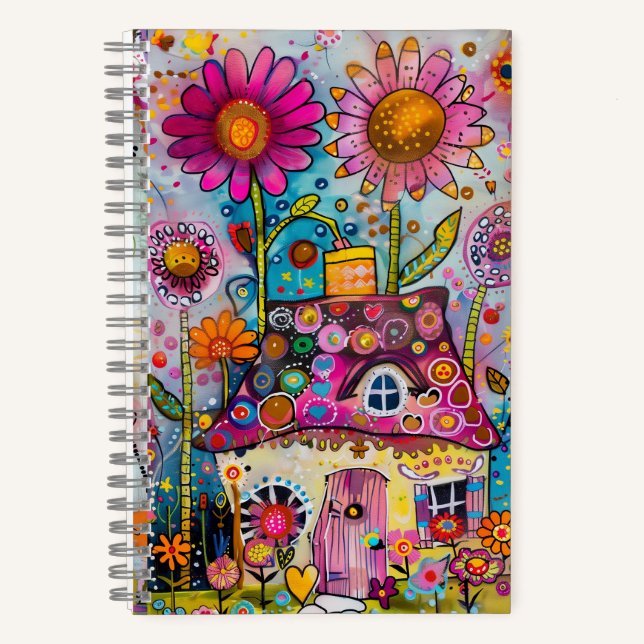 *~* AN1  Floral Fantasy Art  Whimsical COTTAGE Notizbuch (Vorderseite)