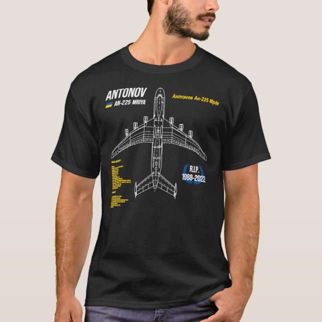 AN-225 Antonov Mriya Cargo Plane RIP Poster Classi T-Shirt (Vorderseite)