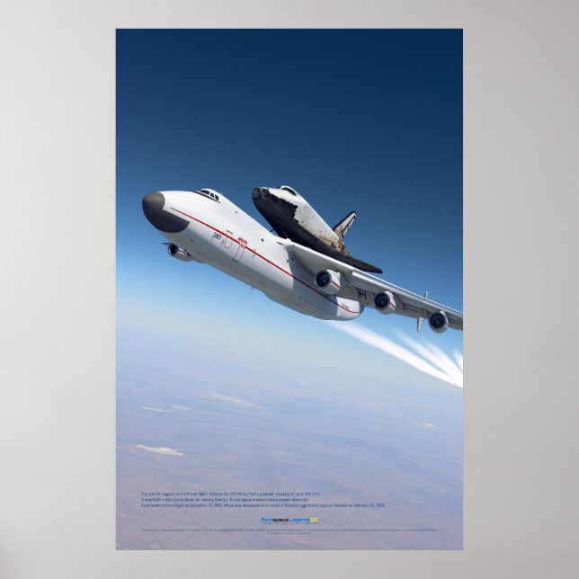 An-225 Mrija & Buran im Himmel Poster (Vorne)