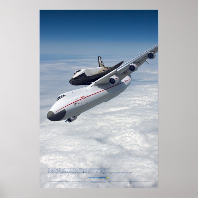 An-225 Mrija-Flugzeug mit Buran-Shuttle-Plakat Poster (Vorne)