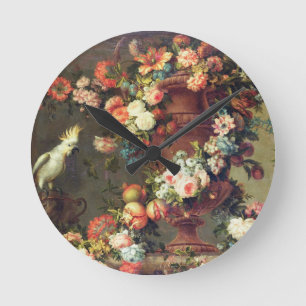 An Abundance of Fruit and Flowers Runde Wanduhr
