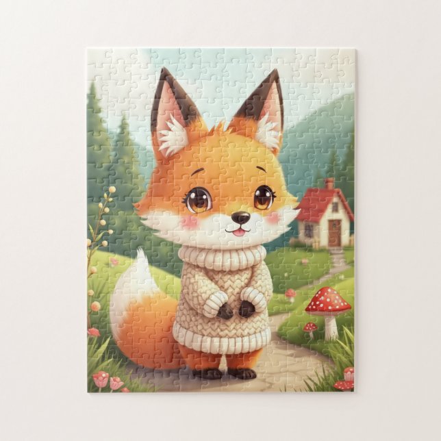 An adorable and cute fox character  puzzle (Vertikal)