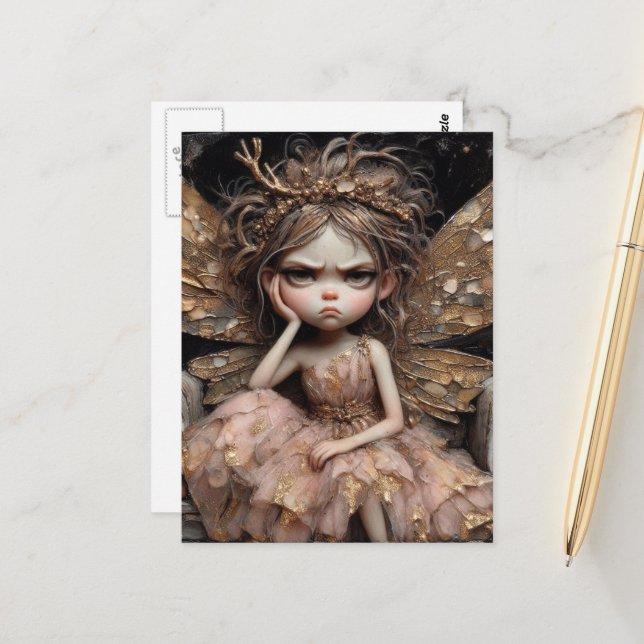 An adorable annoyed Fairy Postkarte (Vorderseite/Rückseite Beispiel)