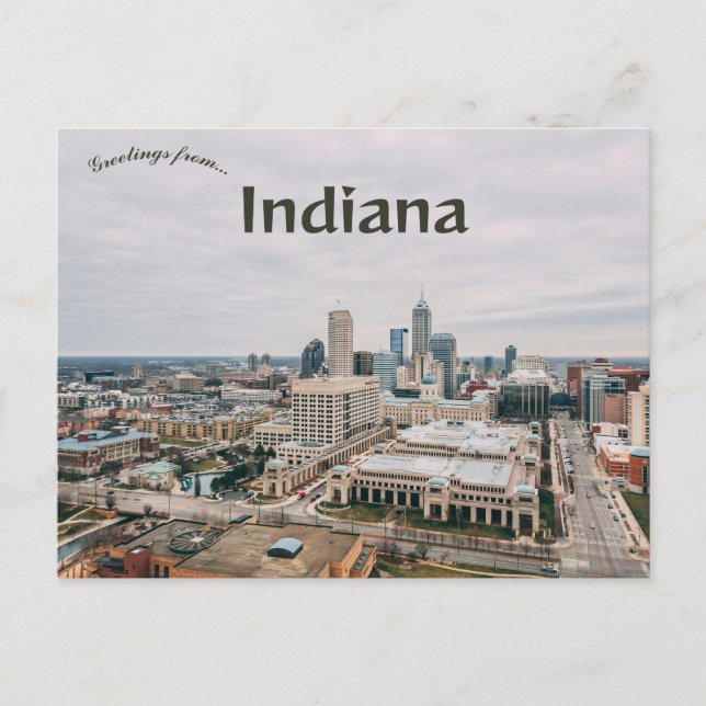 An Aerial View of Downtown Indianapolis Indiana Postkarte (Vorderseite)