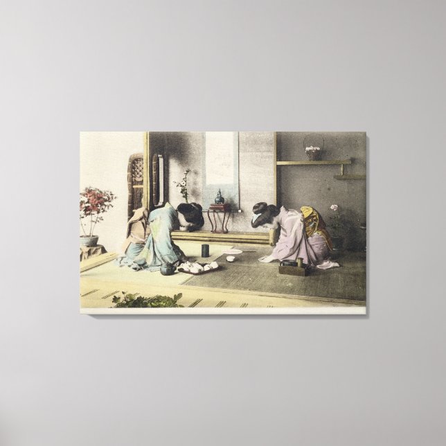 An Afternoon Call, c.1880 (handfarbenes Albumen p Leinwanddruck (Vorderseite)