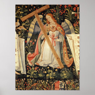 An angel carrying the cross poster