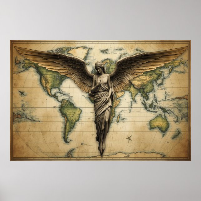 An Angel Watching Each Country on Earth on a Wall Poster (Vorne)