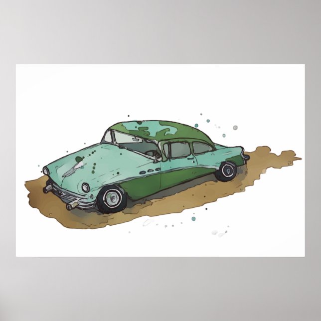 An antique 1950's era sedan poster (Vorne)
