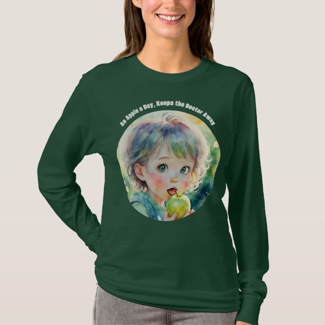 An Apple a Day Quote Proverb Cute T-Shirt (Vorderseite)