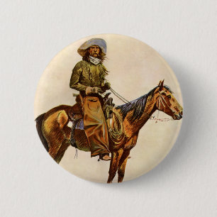 An Arizona Cowboy by Remington, Vintager Western Button