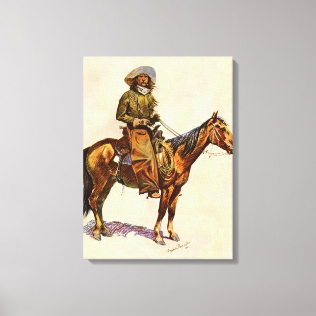 An Arizona Cowboy by Remington, Vintager Western Leinwanddruck (Vorderseite)