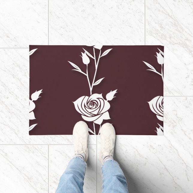 An Arrangement  Of Minimalist Single Line Roses  Fußmatte (Indoor)