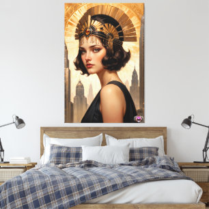 An Art Deco Damsel AI Concept Art by Xzendor7 Leinwanddruck