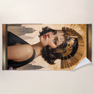 An Art Deco Damsel AI Concept Art by Xzendor7 Strandtuch