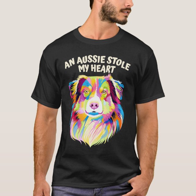 An Aussie Stole My Heart Australian Shepherd Rescu T-Shirt (Vorderseite)