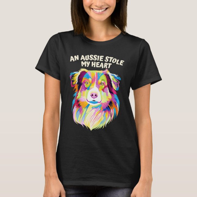 An Aussie Stole My Heart Australian Shepherd Rescu T-Shirt (Vorderseite)
