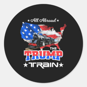 An Bord der Trump-Bahn 2022 - Amerikanische Flagge Runder Aufkleber
