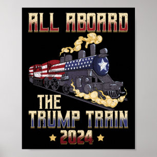 An Bord der Trump-Bahn 2024 - Amerikanische Flagge Poster