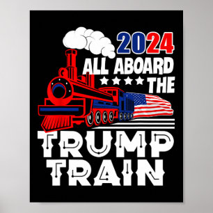 An Bord der Trump-Bahn 2024 die amerikanische Flag Poster