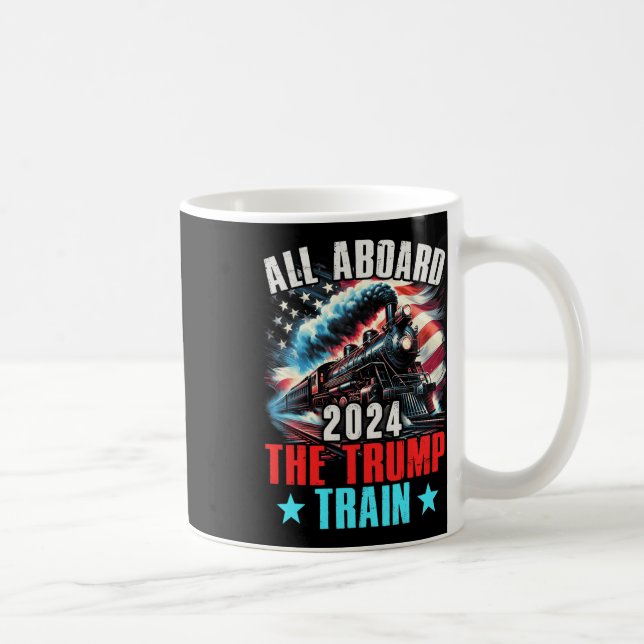 An Bord der Trump-Bahn 2024 Trump 2024 US-Amerikan Kaffeetasse (Rechts)