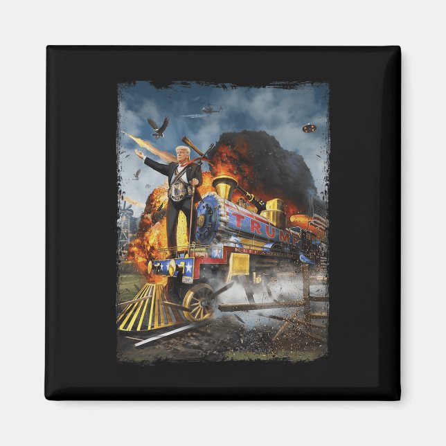 An Bord der Trump-Bahn Funny Donald Trump 2024 Ele Magnet (Vorne)