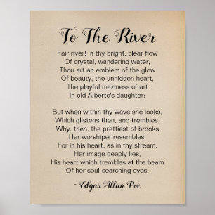 An das Flussgedicht von Edgar Allan Poe Vintag Poster
