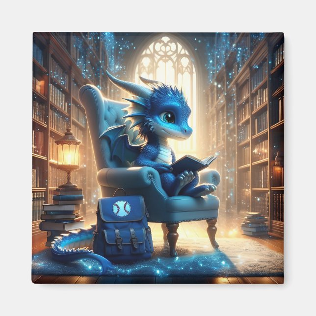 An der Bibliothek - Blue Dragon Magnet (Vorne)
