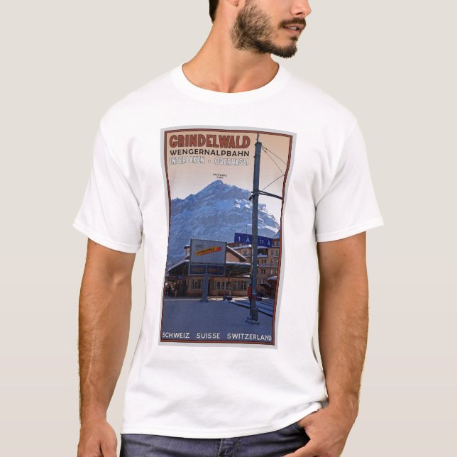 An der Grindelwald Bahnstation T-Shirt (Vorderseite)