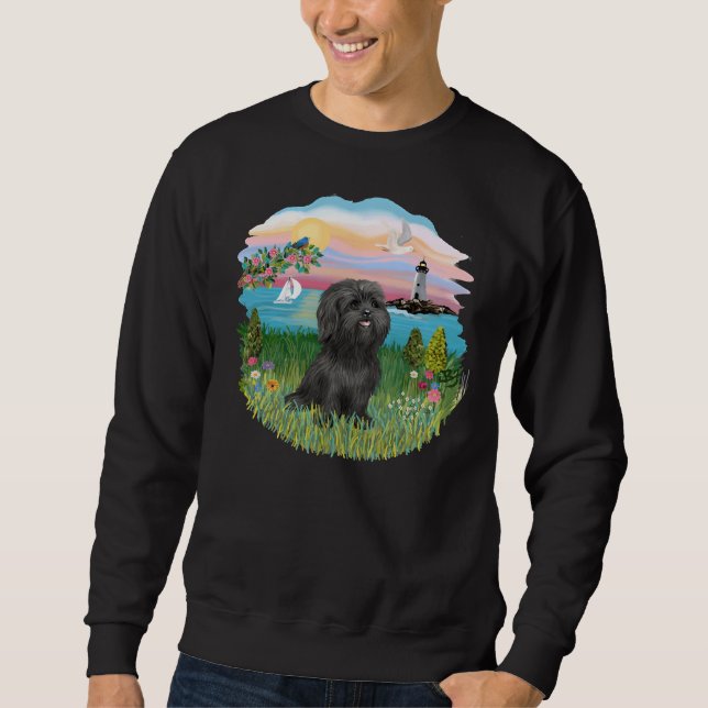 An der Küste mit einem schwarzen Schiff Tzu Sweatshirt (Vorderseite)