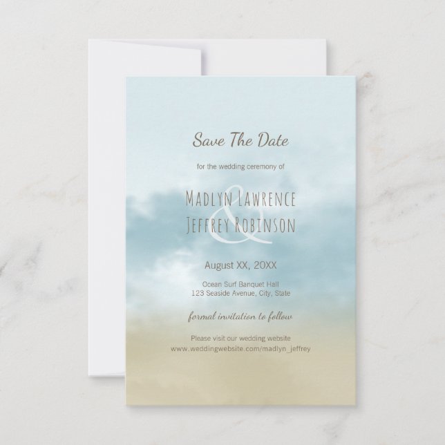 An der Küste Surfstrand Hochzeit Save The Date (Vorderseite)