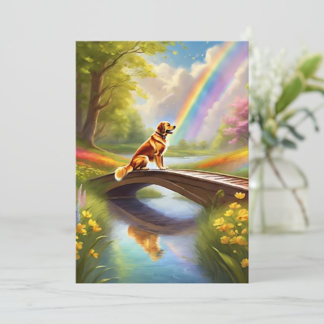 An der Rainbow Bridge Dog Sympathy Card (Stehend Vorderseite)