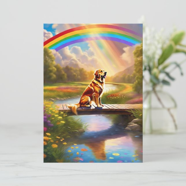 An der Rainbow Bridge Dog Sympathy Card (Stehend Vorderseite)