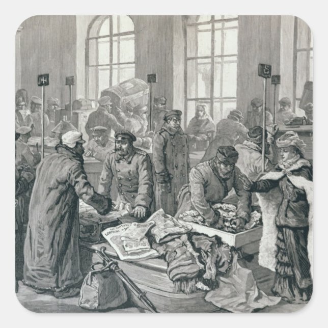 An der russischen Grenze Quadratischer Aufkleber (Vorderseite)