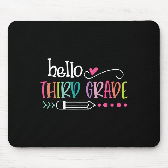 An der Schule Hallo Dritte Klasse für Kinder Junge Mousepad (Vorne)