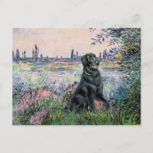 An der Seine - Flat Coated Retriever Postkarte