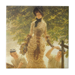 An der Themse von James Tissot, Vintage Realismus Fliese