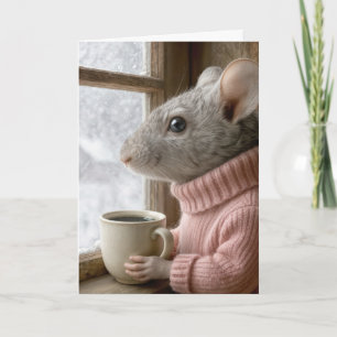 An Dich Denkende Maus Mit Einer Tasse Kaffee Karte