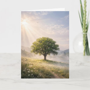An Dich Denkender Einsamer Grüner Baum mit Sonnens Karte