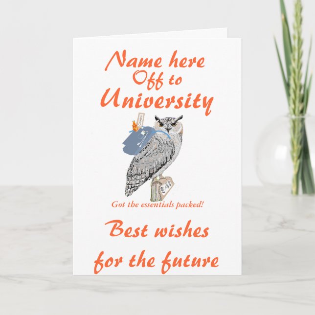 An die besten Wünsche der Universität, Owl, Name v Karte (Vorderseite)