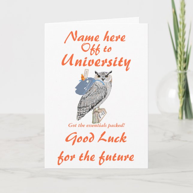 An die besten Wünsche der Universität, Owl, Name v Karte (Vorderseite)
