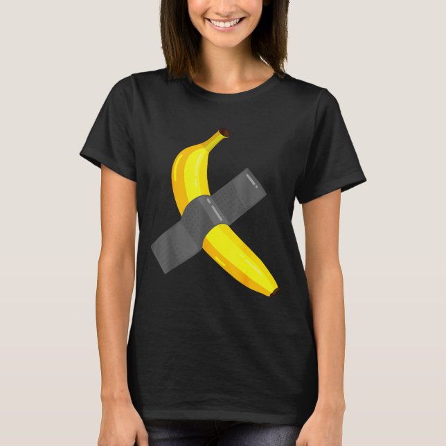 An die Wand geklebte Banane Weihnachts-Pyjama Silv T-Shirt (Vorderseite)