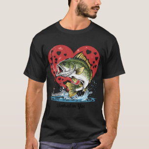 An dir hängend Angelbass â€” Retro-Cartoon-Herz T-Shirt