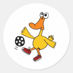 AN- Duck Playing Soccer Cartoon Runder Aufkleber