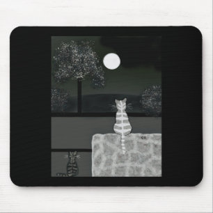 An dunkler Nacht kommen die Katzen aus dem Aufkleb Mousepad