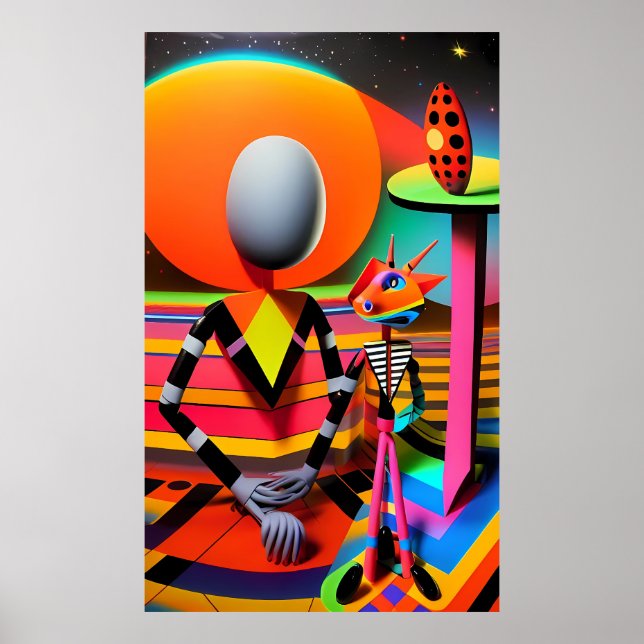 An einem imaginären Freund unter dem Tableau warte Poster (Vorne)